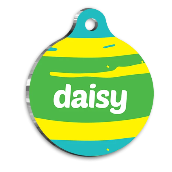 Yeşil Sarı Mavi Desenli Kedi Köpek Künyesi Large 3,8 cm ürün görseli 1