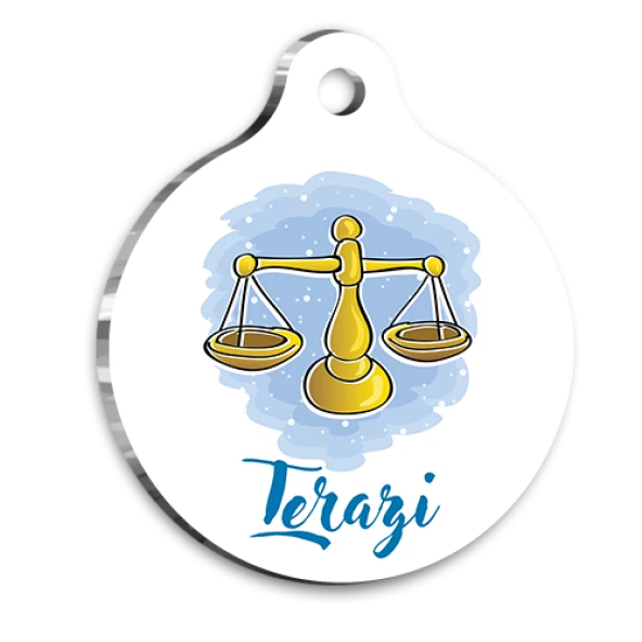 Terazi Burcu Kedi köpek Künyesi Large 2,9 x 5 cm ürün görseli 1