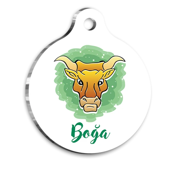 Boğa Burcu Kedi Köpek Künyesi Small 2 x 3,5 cm - 1