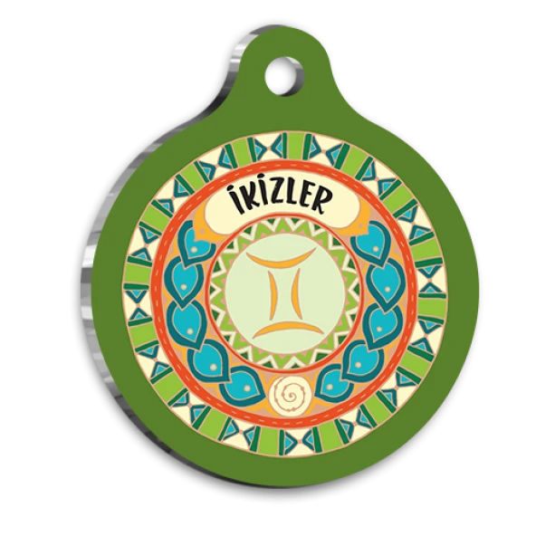 İkizler Burcu Kedi Köpek Künyesi Medium 2,6 x 3,8 cm ürün görseli 1