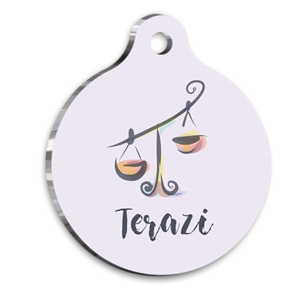 Terazi Burcu Kedi köpek Künyesi Small 2 x 3,5 cm ürün görseli 1