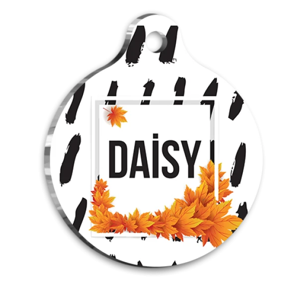 Sonbahar Yaprakları Desenli Kedi Köpek Künyesi Medium 3 cm ürün görseli 1