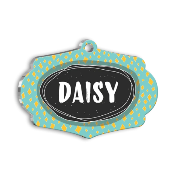 Mavi Sarı Çizgili Kedi Köpek Künyesi Large 4,7 x 3,38 cm ürün görseli 1