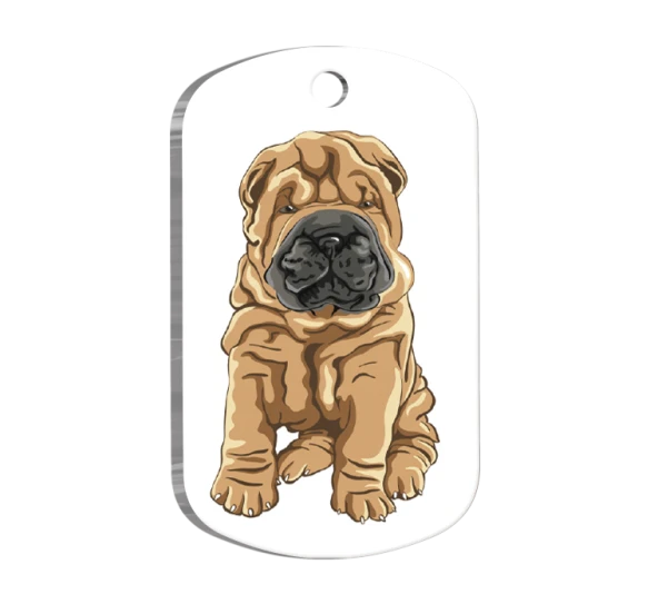 Shar Pei Resimli Köpek Künyesi Small 2 x 3,5 cm - 1
