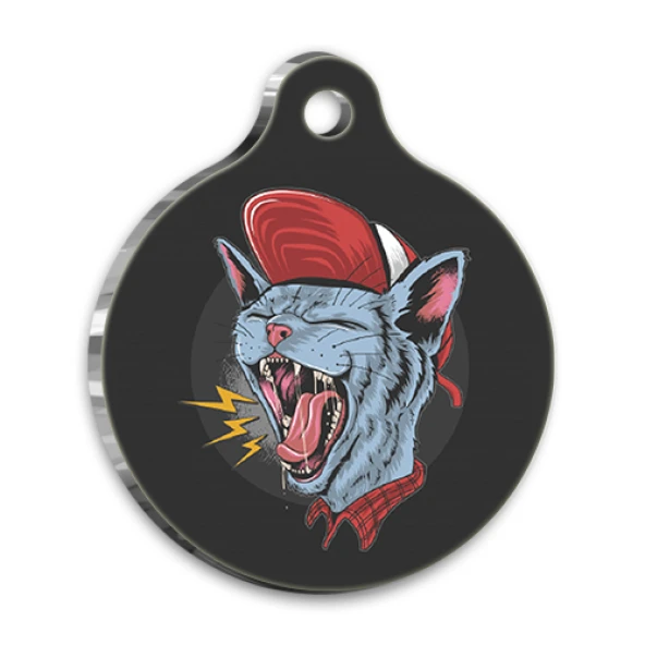 Tasarım Rock Roll Yuvarlak Kedi Künyesi Small 2,5 cm ürün görseli 1