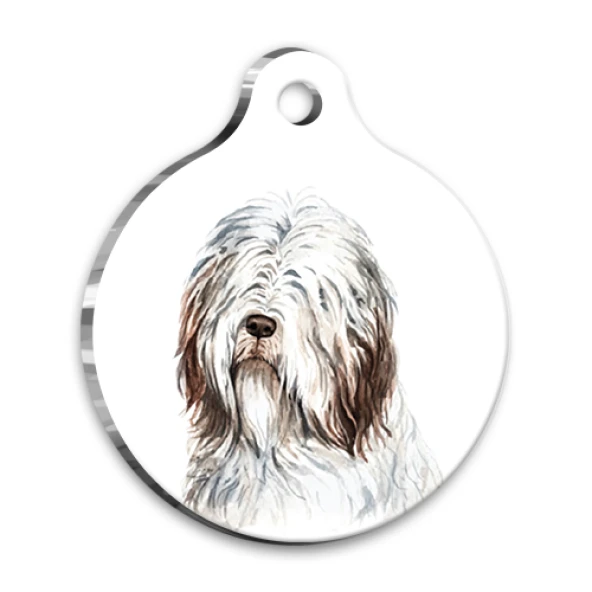 Suluboya Bearded Collie Yuvarlak Köpek Künyesi - 1