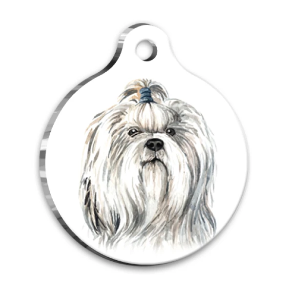 Suluboya Shih Tzu Yuvarlak Köpek Künyesi Large 3,8 cm ürün görseli 1
