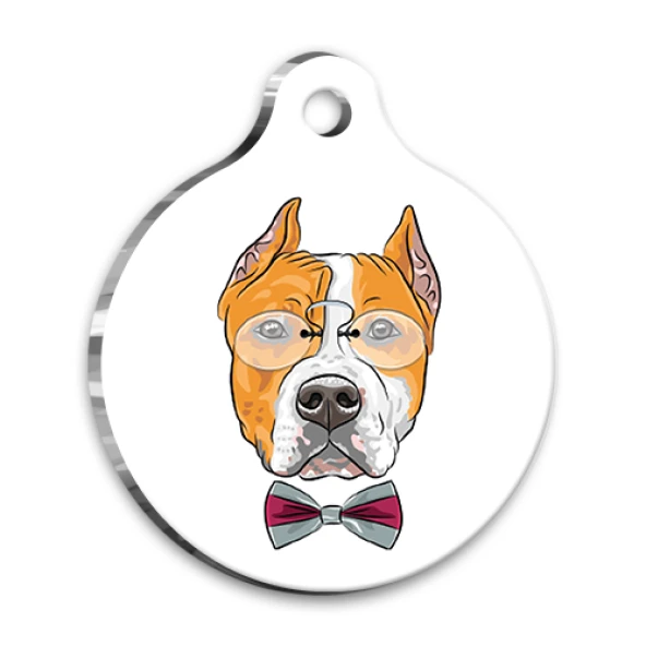 İllüstrasyon American Staffordshire Terrier Yuvarlak Köpek Künyesi Small 2,5 cm ürün görseli 1