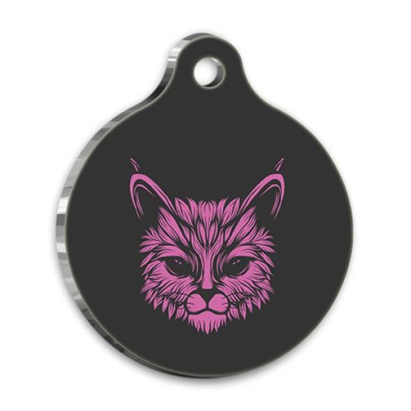 İllüstrasyon Mor Kedi Yüzü Yuvarlak Kedi Künyesi Small 2,5 cm ürün görseli 1