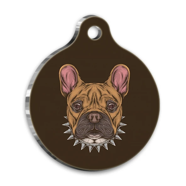 İllüstrasyon French Bulldog Yuvarlak Köpek Künyesi Large 3,8 cm ürün görseli 1