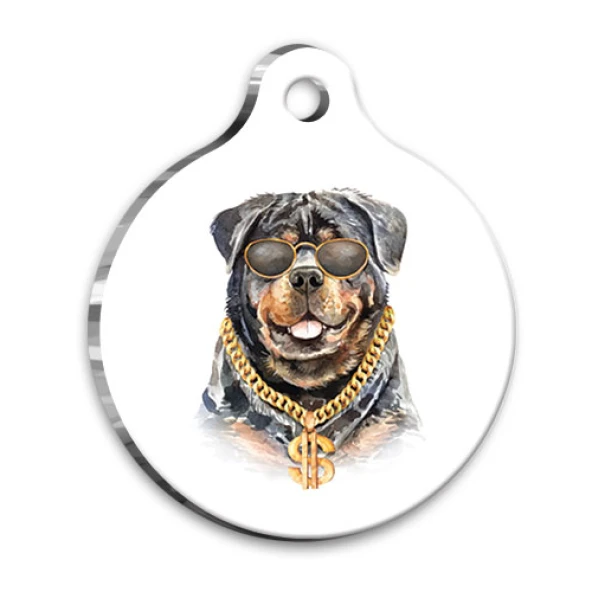 Suluboya Rottweiler Yuvarlak Köpek Künyesi Medium 3 cm ürün görseli 1