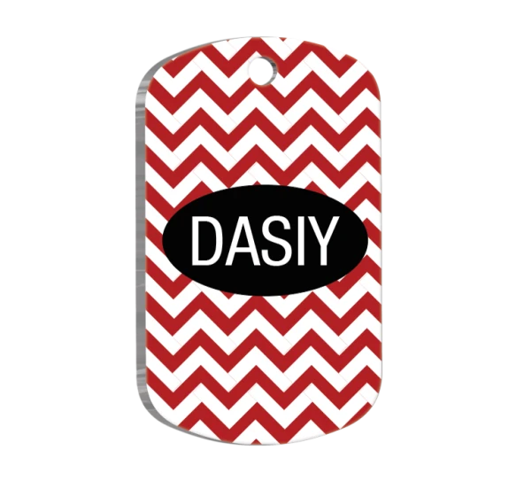 Kırmızı Zikzak Askeri Kedi Köpek Künyesi ürün görseli 1