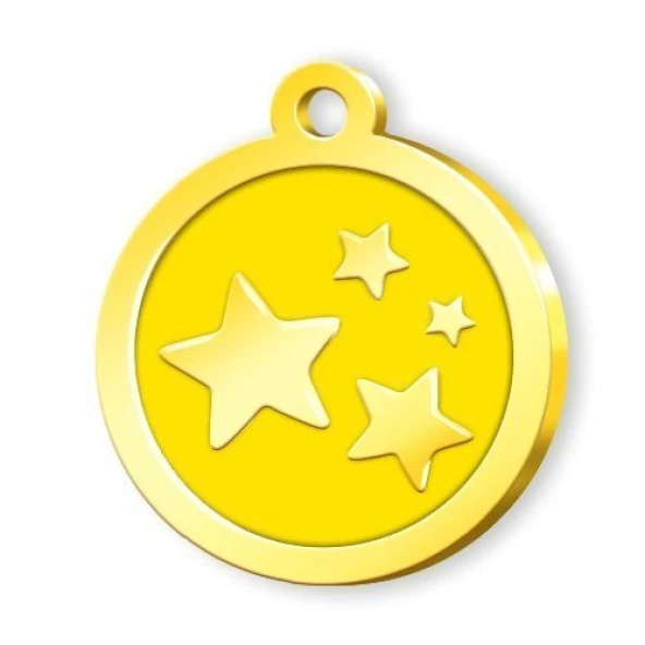 Altın Kaplama Yıldızlı Künye - Sarı ürün görseli 1