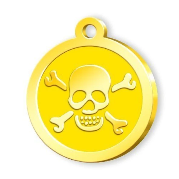 Altın Kaplama Kuru Kafa Künye - Sarı ürün görseli 1