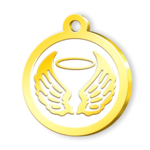 Altın Kaplama Melek Künye - Beyaz ürün görseli 1