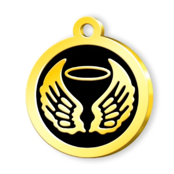 Altın Kaplama Melek Künye - Siyah ürün görseli 1