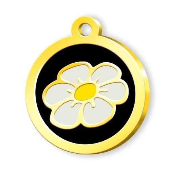 Altın Kaplama Papatya Künye - Siyah ürün görseli 1