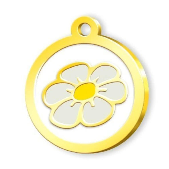 Altın Kaplama Papatya Künye - Beyaz ürün görseli 1