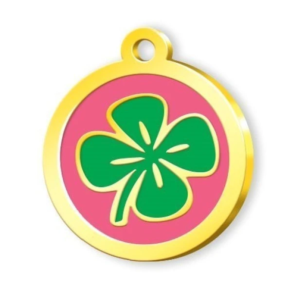 Altın Kaplama Yoncalı Künye - Pembe ürün görseli 1