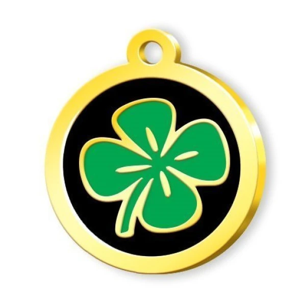 Altın Kaplama Yoncalı Künye - Siyah ürün görseli 1