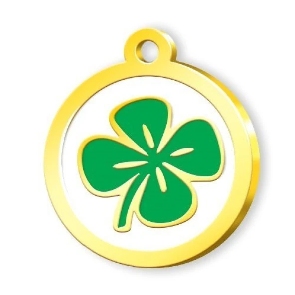 Altın Kaplama Yoncalı Künye - Beyaz ürün görseli 1