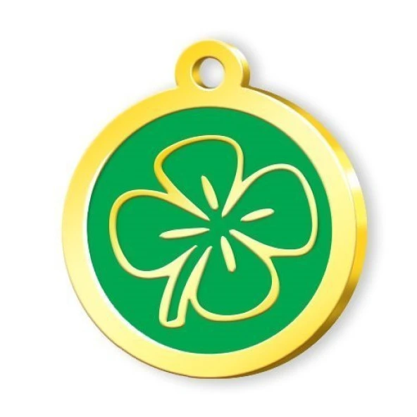 Altın Kaplama Yoncalı Künye - Yeşil ürün görseli 1