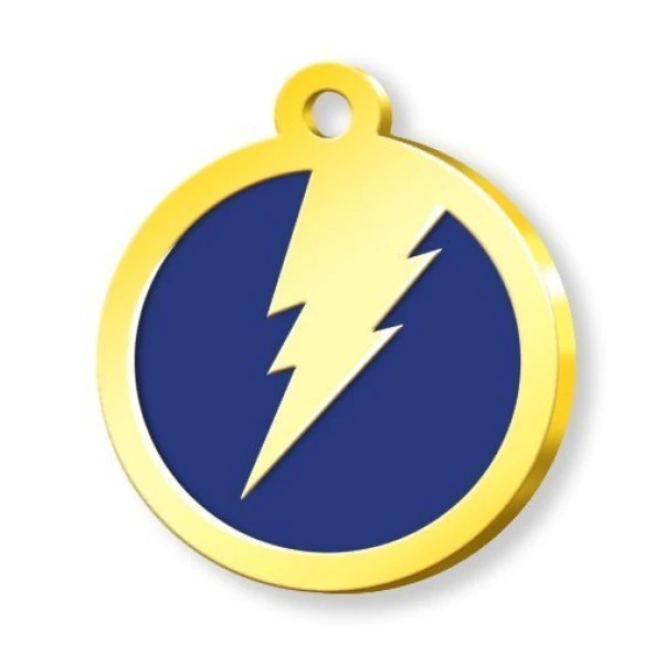 Altın Kaplama Şimşekli Künye - Mavi ürün görseli 1