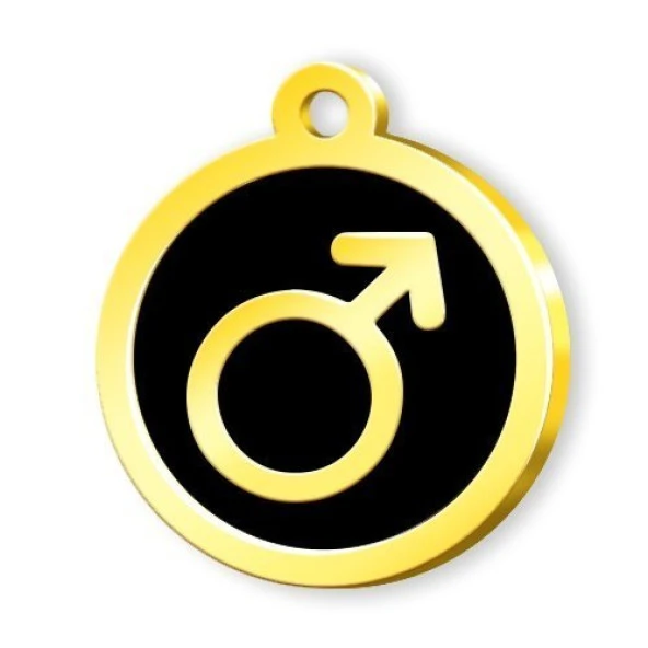 Altın Kaplama Erkek Sembol Künye - Siyah ürün görseli 1