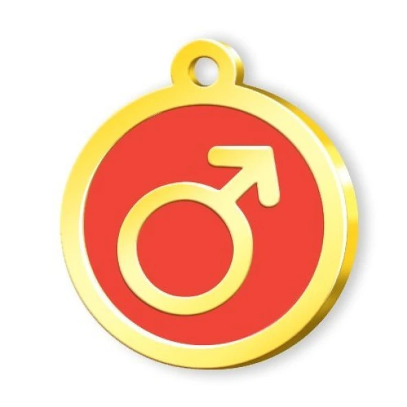 Altın Kaplama Erkek Sembol Künye - Kırmızı ürün görseli 1