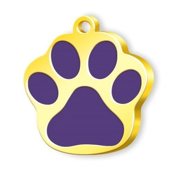 Altın Kaplama Pati Küçük Künye - Mor ürün görseli 1