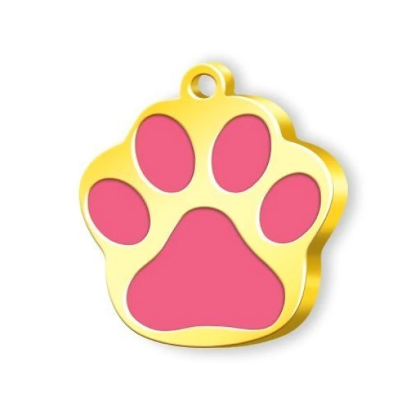 Altın Kaplama Pati Küçük Künye - Pembe ürün görseli 1