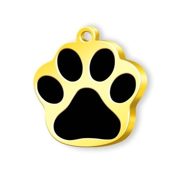 Altın Kaplama Pati Küçük Künye - Siyah ürün görseli 1