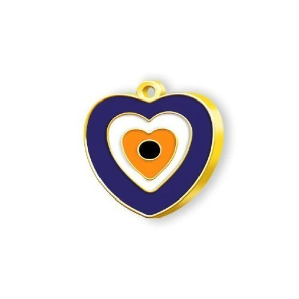 Altın Kaplama Nazar Boncuğu Küçük Künye - Turuncu ürün görseli 1