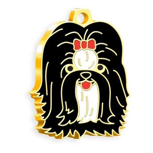 Altın Kaplama Shih-Tzu Köpek Künyesi (Siyah) ürün görseli 1
