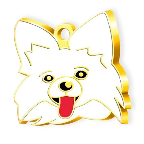 Altın Kaplama Papillon Köpek Künyesi (Beyaz) ürün görseli 1