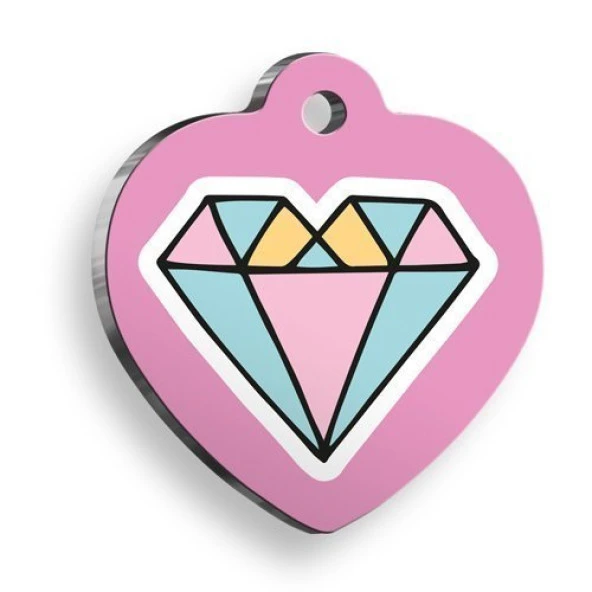Elmas Kalp Sade Şekilli Kedi Köpek Künyesi Large: 3,8 cm. ürün görseli 1