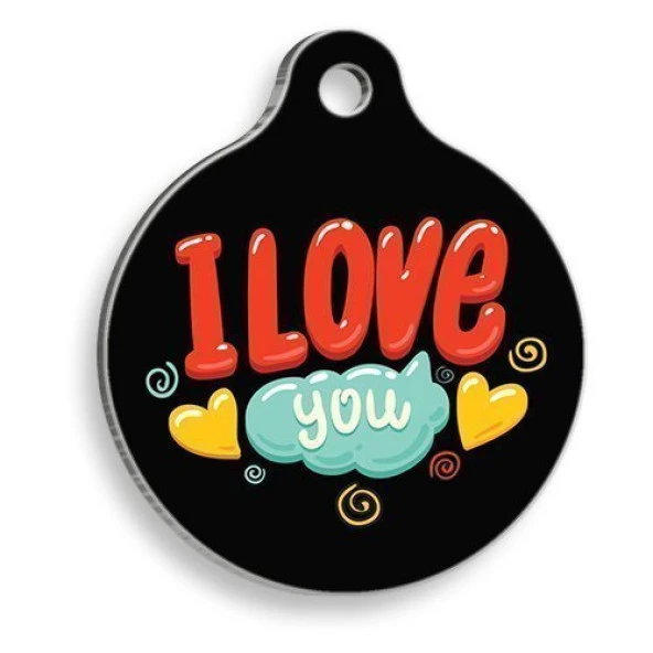I Love You Yuvarlak Kedi ve Köpek Künyesi Small: 2,5 cm. ürün görseli 1