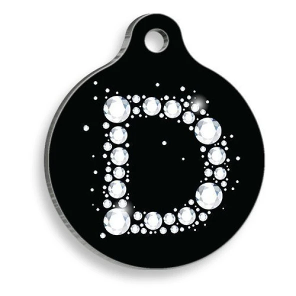 Taşlı D Harfi Yuvarlak Kedi ve Köpek Künyesi Large: 3,8 cm. ürün görseli 1