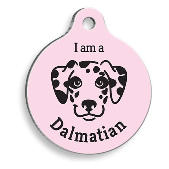 Pembe Dalmaçyalı Yuvarlak Köpek Künyesi Medium: 3 cm. ürün görseli 1