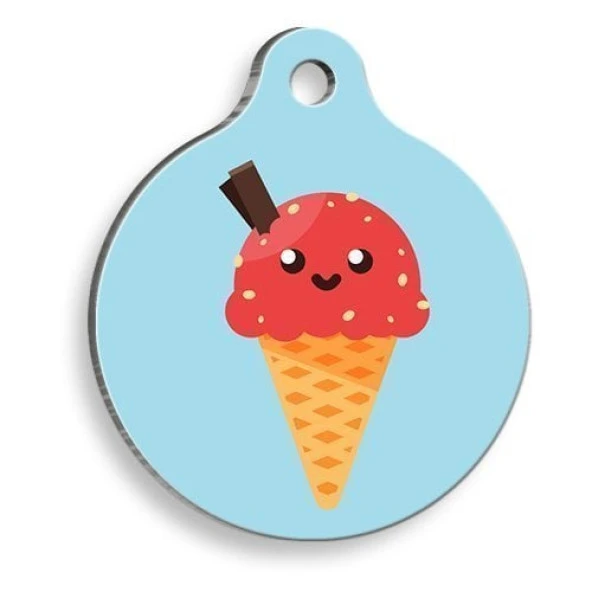 Dondurma Yuvarlak Kedi ve Köpek Künyesi Small: 2,5 cm. ürün görseli 1
