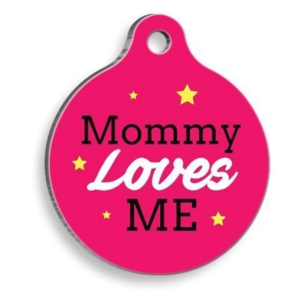 Annem Beni Seviyor Pembe Yuvarlak Kedi ve Köpek Künyesi Small: 2,5 cm. ürün görseli 1