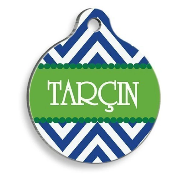 Mavi Zikzak Yuvarlak Kedi ve Köpek Künyesi Medium: 3 cm. ürün görseli 1