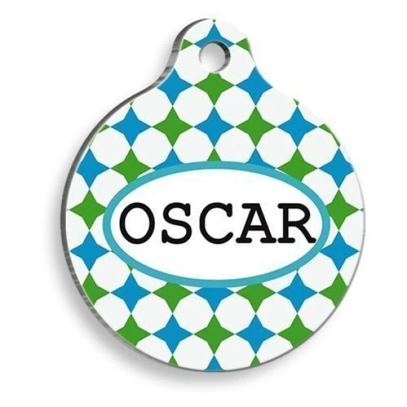 Yeşil Retro Yuvarlak Kedi ve Köpek Künyesi ürün görseli 1