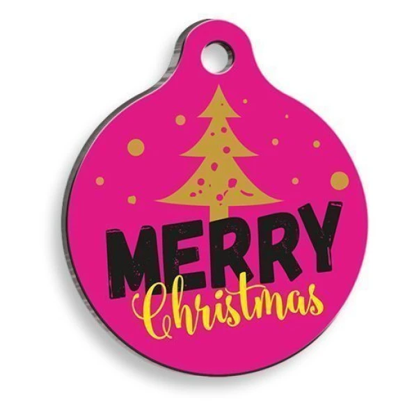 Christmas Serisi Purple New Year Yuvarlak Kedi ve Köpek Künyesi ürün görseli 1