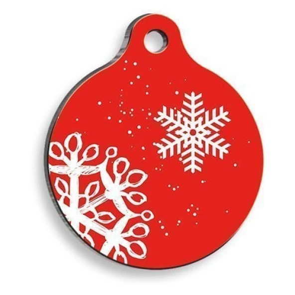 Christmas Serisi Red Star Yuvarlak Kedi ve Köpek Künyesi Small: 2,5 cm. ürün görseli 1