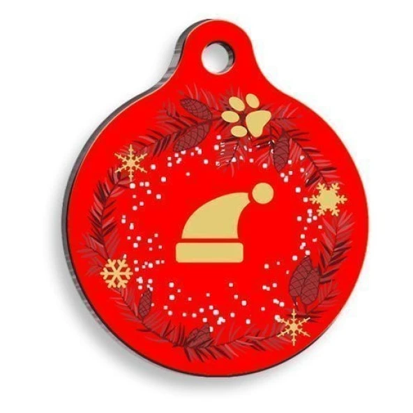 Christmas Serisi Hat Yuvarlak Kedi ve Köpek Künyesi Medium: 3 cm. ürün görseli 1