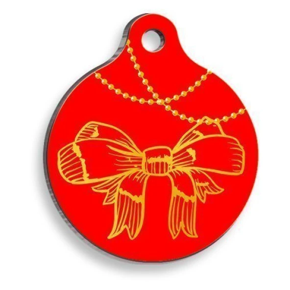 Christmas Serisi Red Gift Yuvarlak Kedi ve Köpek Künyesi Large: 3,8 cm. - 1