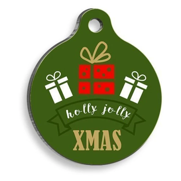 Christmas Serisi Merry Xmas Gift Yuvarlak Kedi ve Köpek Künyesi Small: 2,5 cm. ürün görseli 1