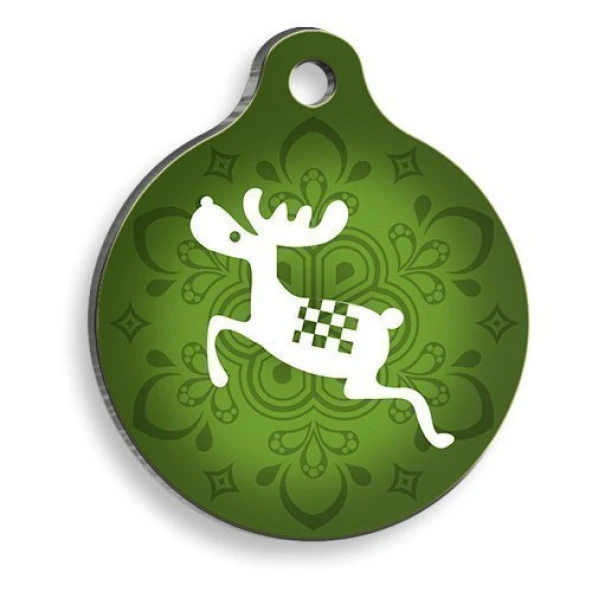 Christmas Serisi Deer Yuvarlak Kedi ve Köpek Künyesi Medium: 3 cm. ürün görseli 1