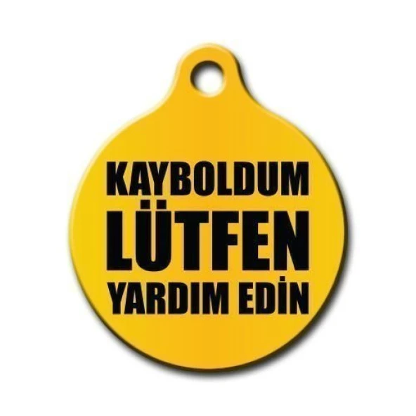 Kayboldum Lütfen Yardım Edin Yuvarlak Kedi Köpek Künyesi ürün görseli 1